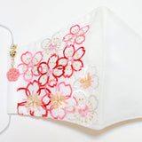 振袖・着物、晴れ着に合うマスク【京都花ひめ・晴れ着マスク・チャーム付き】白・桜尽くし 148