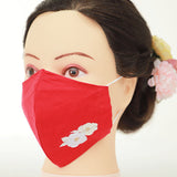 振袖・着物、晴れ着に合うマスク【はな凛んこ・刺繍ガーゼマスク】白・紅白椿 56
