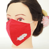 振袖・着物、晴れ着に合うマスク【はな凛んこ・刺繍ガーゼマスク】白・白梅 55
