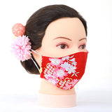 振袖・着物、晴れ着に合うマスク【京都花ひめ・晴れ着マスク・チャーム付き】黒・桜尽くし149