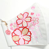 振袖・着物、晴れ着に合うマスク【京都花ひめ・晴れ着マスク・チャーム付き】白・八重桜156