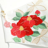 振袖・着物、晴れ着に合うマスク【京都花ひめ・晴れ着マスク・チャーム付き】白・椿146